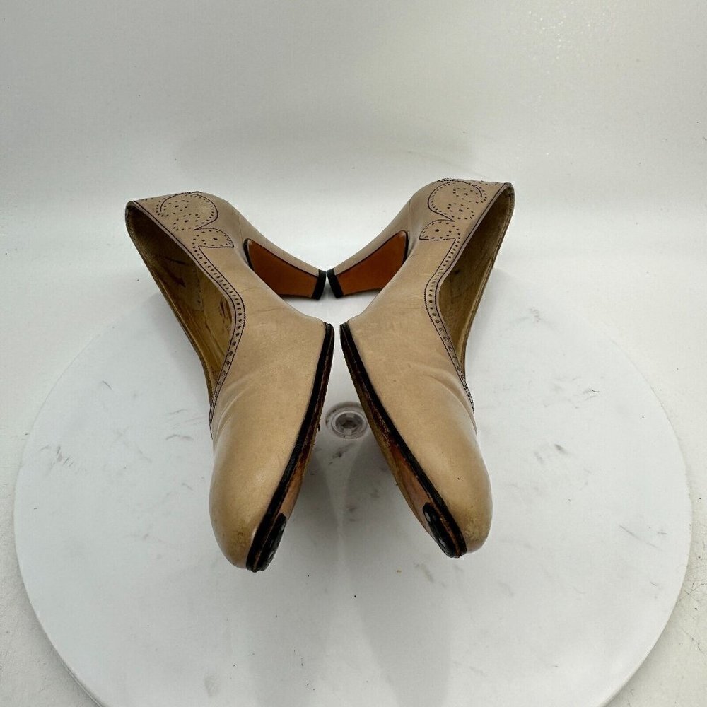 Salvatore Ferragamo Women Size 8.5 AAAA Creme Taupe Leather Heels Pump Shoes - Picture 9 of 15